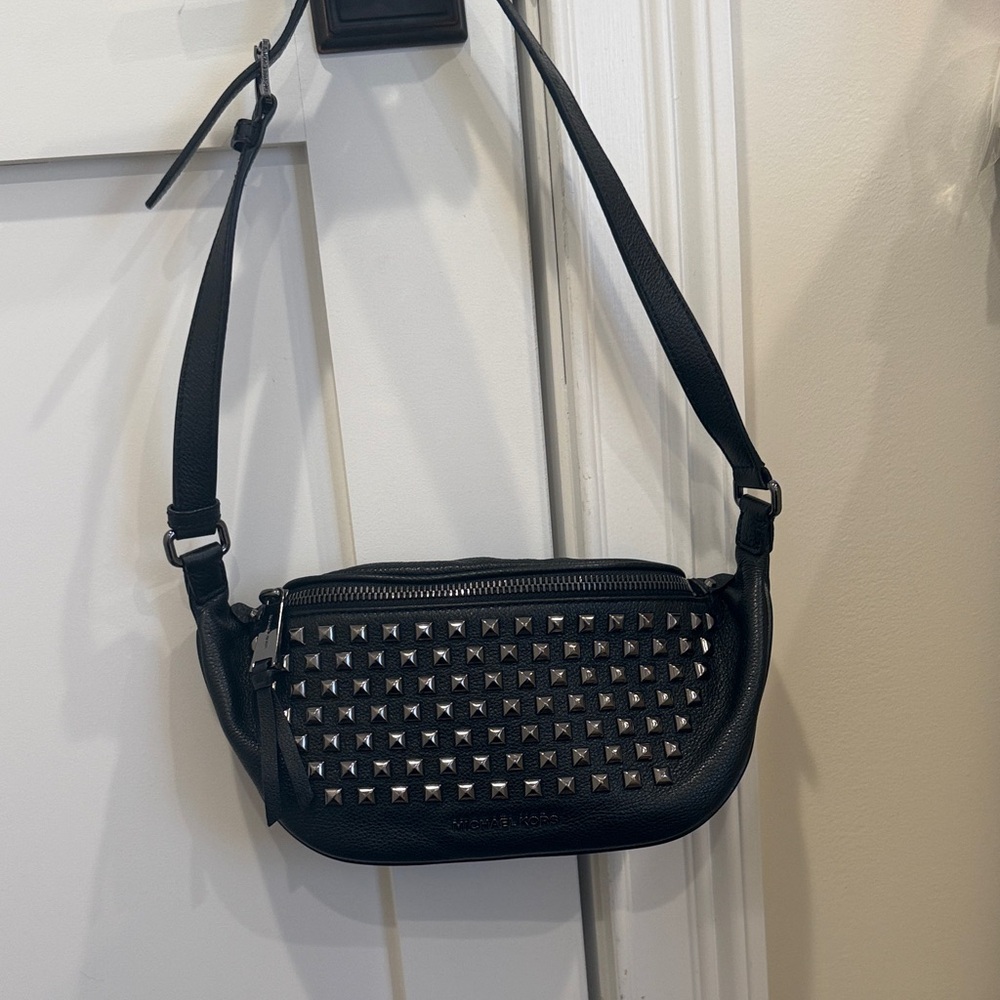 Michael Kors Black Crossbody Bag with Silver Studs
